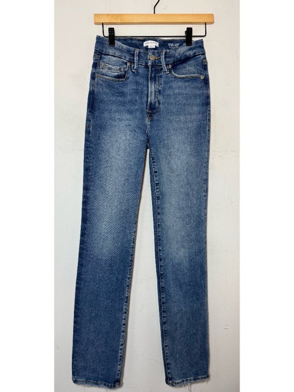 Good American Good Legs Straight Jeans Size 00 4 32 Inseam - Picture 2 of 10